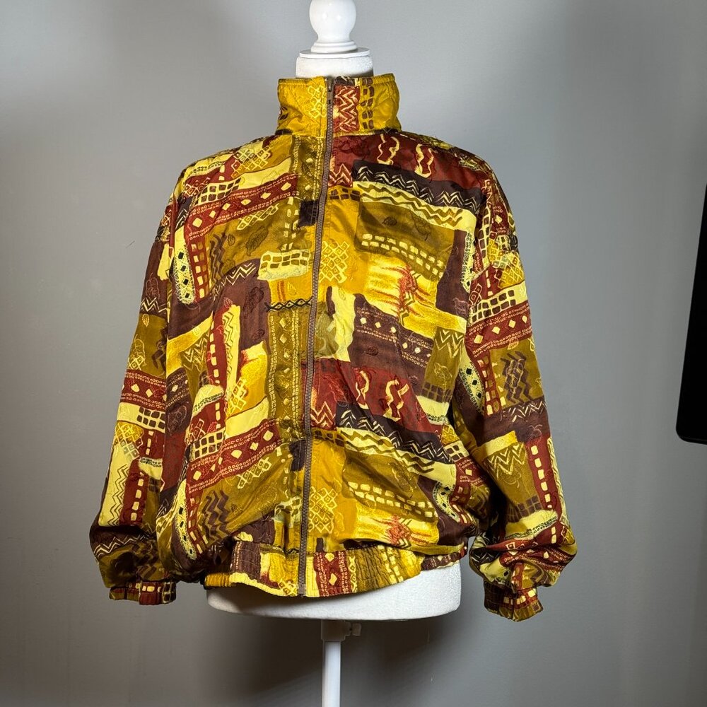 Vintage Kaktus Crazy Patterned Zip Up Jacket Lightweight Unisex Size Medium